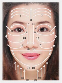 Massage lines on the face of a girl